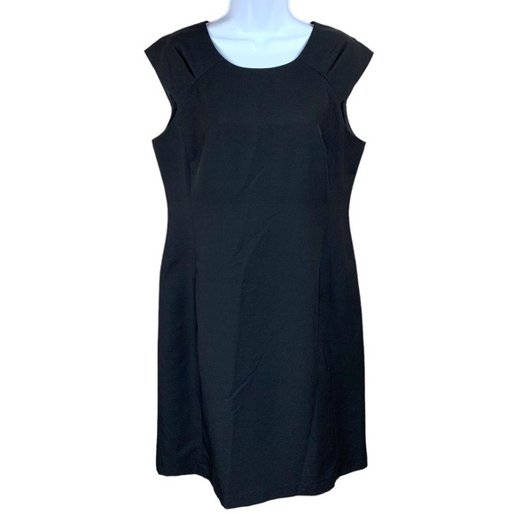Size 10 Evan Picone Black Label Black Cocktail Dress Cap Sleeve Midi Event - Picture 1 of 10
